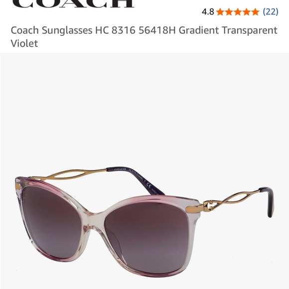 Coach Transparent Violet Sunglasses - Picture 1 of 6